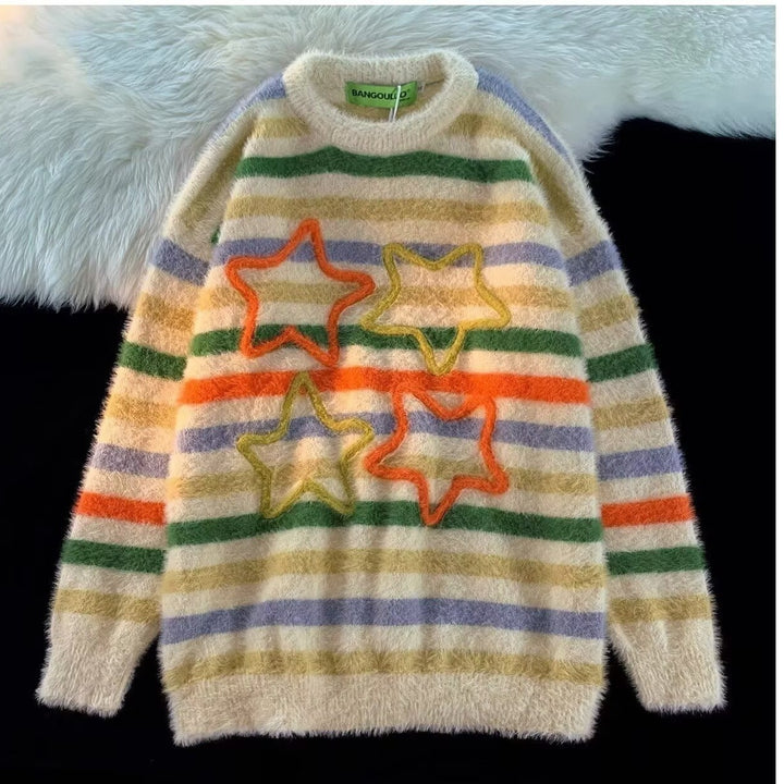 Damen Gemütlicher Strickpullover mit Sternenmotiv Drune