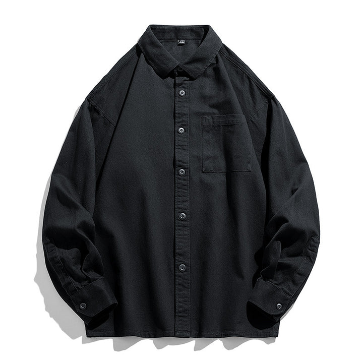 Herren Lockeres Overshirt-Hemd aus Baumwollmix mit Brusttasche und überschnittener Schulter Drune