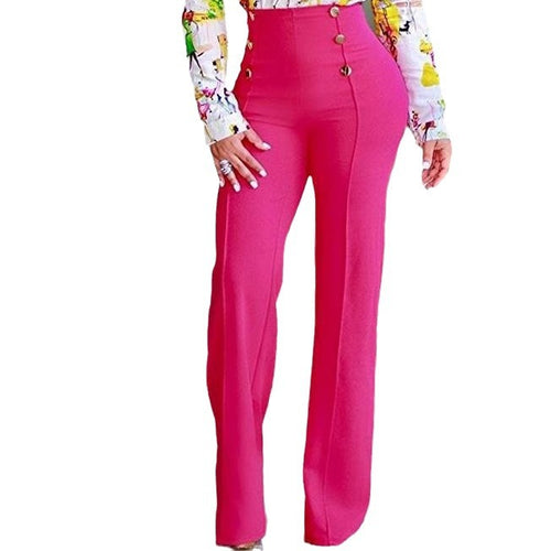 Damen Hochtaillierte weite Hose mit Knopfdetails Drune