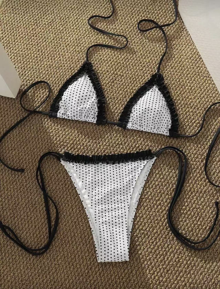 Damen Bikini-Set mit verspieltem Karomuster und charmanten Rüschendetails Drune