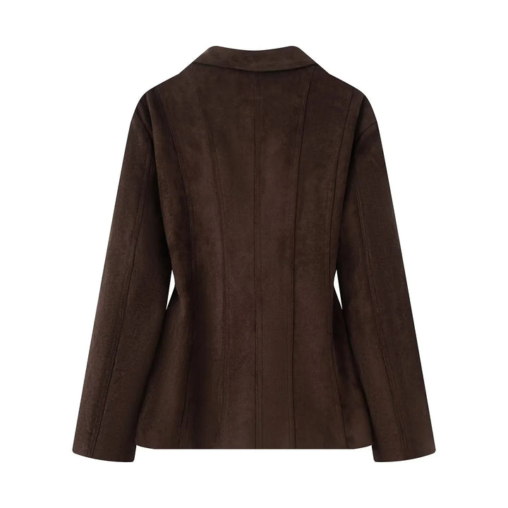 Damen nan taillierter Velours‑Optik Blazer mit Wiener Nähten und Pattentaschen Drune