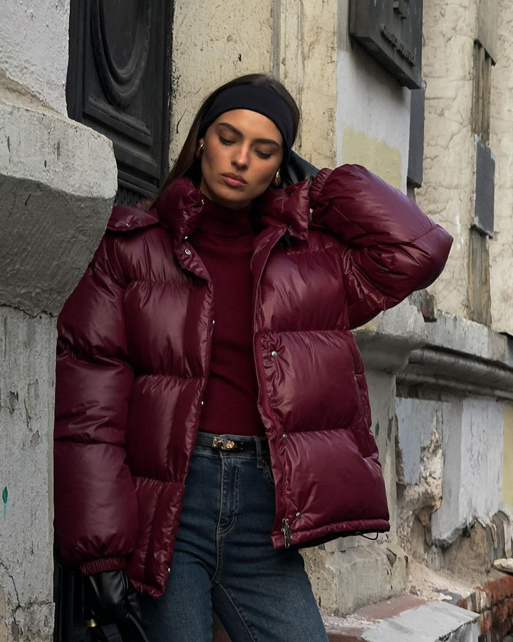 Damen Steppjacke mit voluminösem Schnitt und hohem Kragen Drune