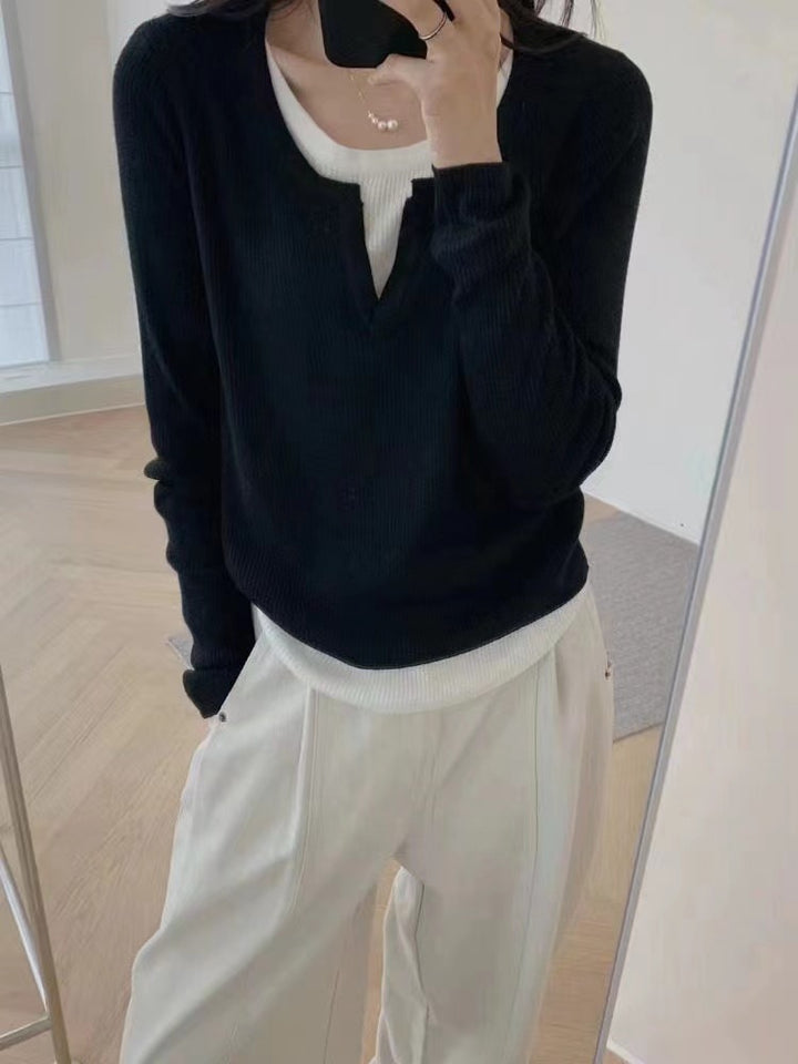 Damen Feinstrickpullover mit V-Ausschnitt und Raglanärmel Drune