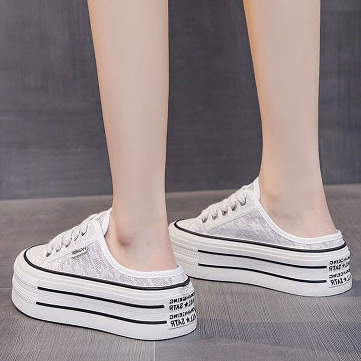 Damen Plattform Sneaker mit luftiger Canvas-Oberfläche und rutschfester Sohle Drune