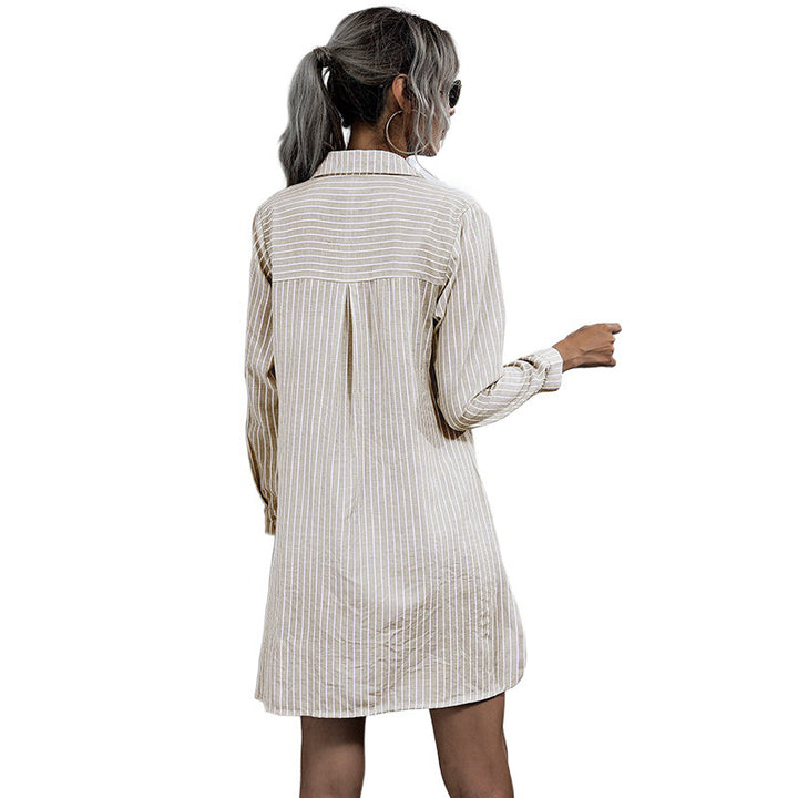 Damen Lässiges Hemdblusenkleid mit Schnürung Drune