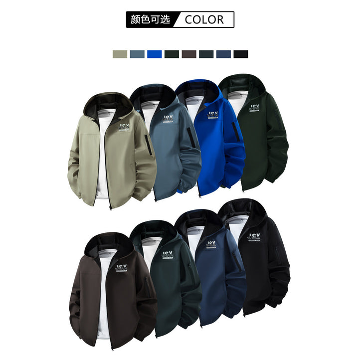 Herren Sportliche Windbreakerjacke mit Kapuze Drune