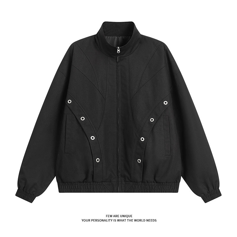 Damen modische Übergangsjacke mit hohem Kragen und praktischen Druckknopfdetails Drune
