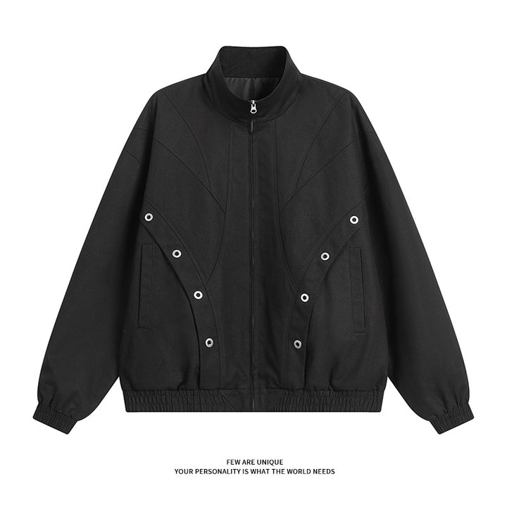 Damen modische Übergangsjacke mit hohem Kragen und praktischen Druckknopfdetails Drune