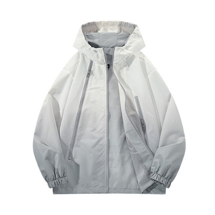 Herren Leichte Kapuzen-Windjacke mit asymmetrischen Reißverschlusstaschen und verstellbarem Saum Drune