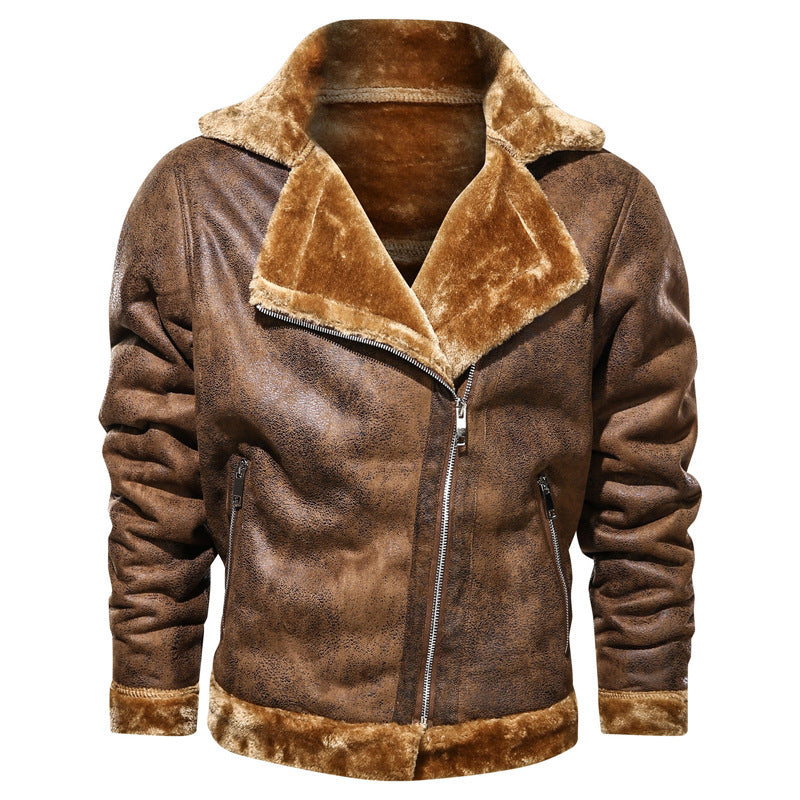 Herren Modische Bikerjacke mit Teddyfutter Drune
