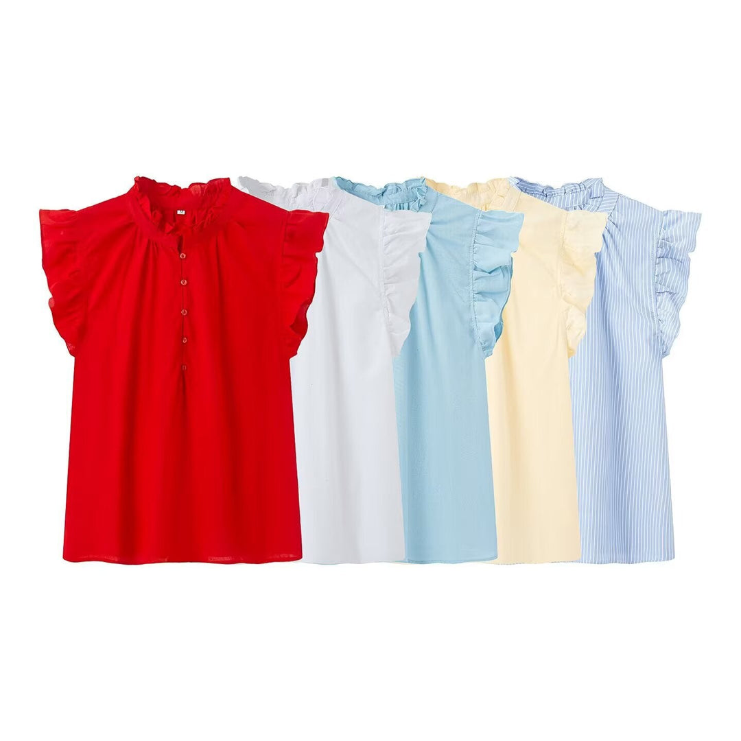 Damenbluse mit Rüschendetails und Knopfleiste Drune