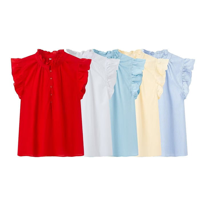 Damenbluse mit Rüschendetails und Knopfleiste Drune