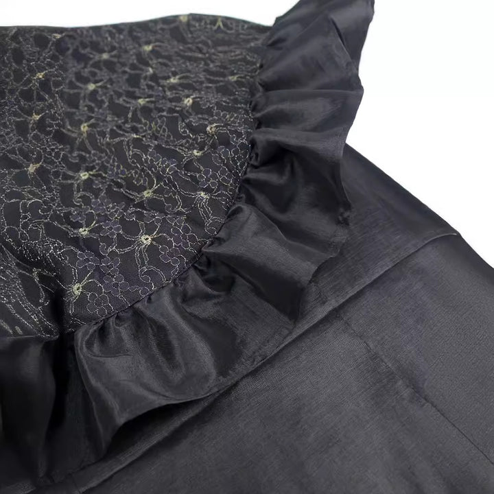 Damen Elegantes Kleid mit Rüschenausschnitt Drune