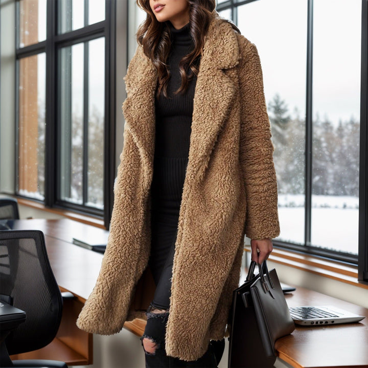 Drune | Damen Übergröße Teddyjacke mit Futterkragen