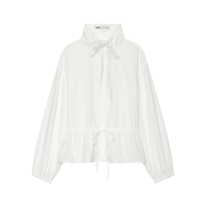 Damen Leichte Cropped Windjacke mit Tunnelzugkragen und Taillenraffung Drune
