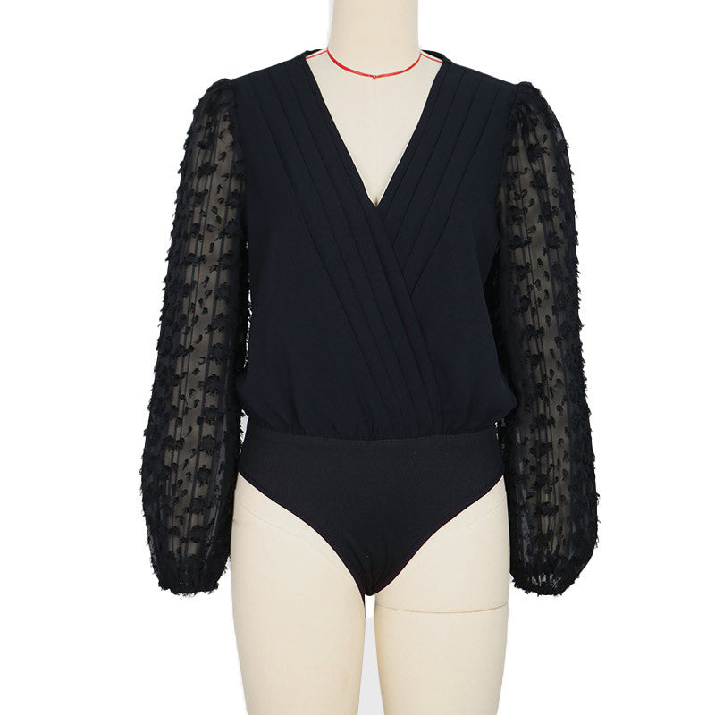 Damen Elegante Bluse mit Rüschensleeves Drune