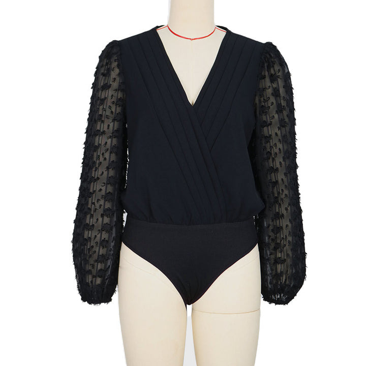 Damen Elegante Bluse mit Rüschensleeves Drune