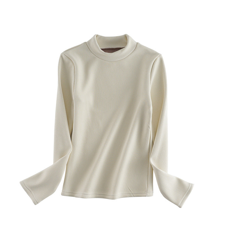 Damen Langarmshirt mit modischem Rollkragen und farblich abgestimmtem Saum Drune