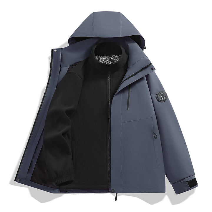 Herren Softshell-Performancejacke mit abnehmbarer Kapuze, verdecktem durchgehendem Reißverschluss und ergonomischem Schnitt Drune