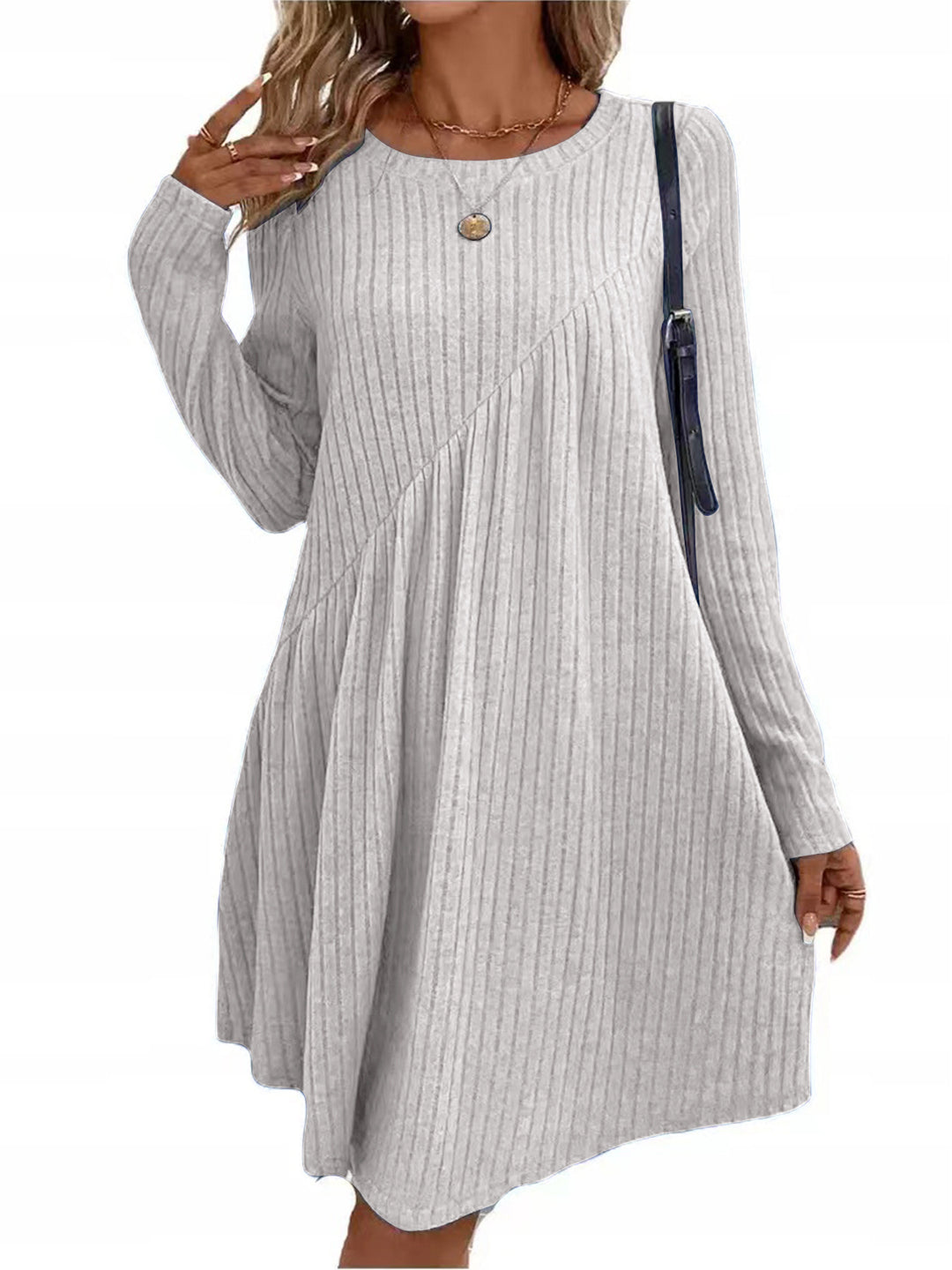 Damen lässiges Strickkleid mit long-sleeve und asymmetrischem Saum Drune