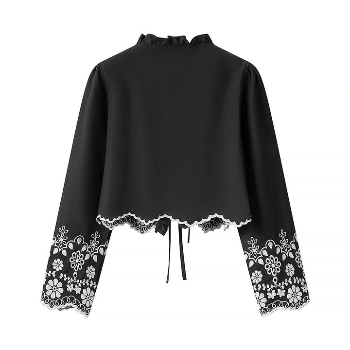 Damen elegante kurzes Bolero mit floralen Stickereien Drune