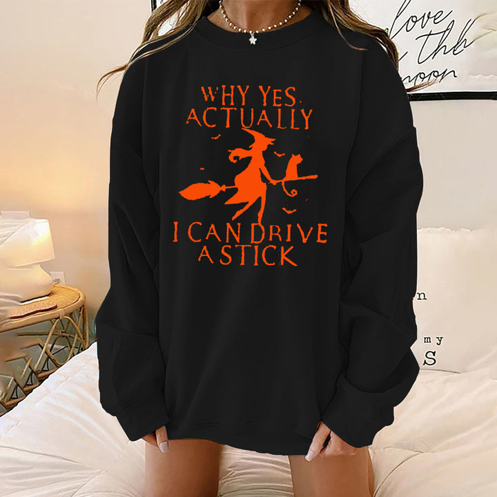 Damen Sweatshirt mit kreativem Hexenmotiv Drune