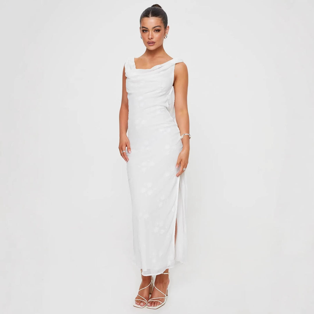 Damen Elegantes Maxi-Kleid mit fließendem Stoff und seitlichem Schlitz Drune
