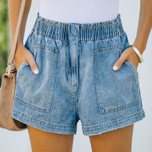 Damen Denim-Shorts mit elastischem Taillenbund und lässigem Schnitt Drune