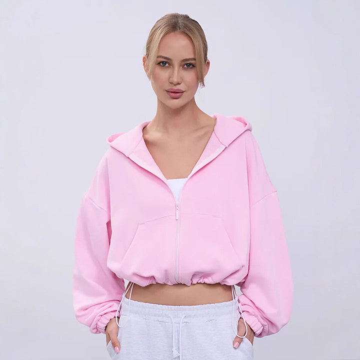 Damen lässiger oversized Kapuzenpullover mit Reißverschluss Drune