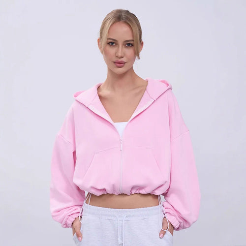 Damen lässiger oversized Kapuzenpullover mit Reißverschluss Drune