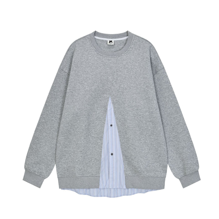 Damen Lässiges Oversize-Sweatshirt mit eingearbeitetem Hemd-Detail und Front-Öffnung Drune