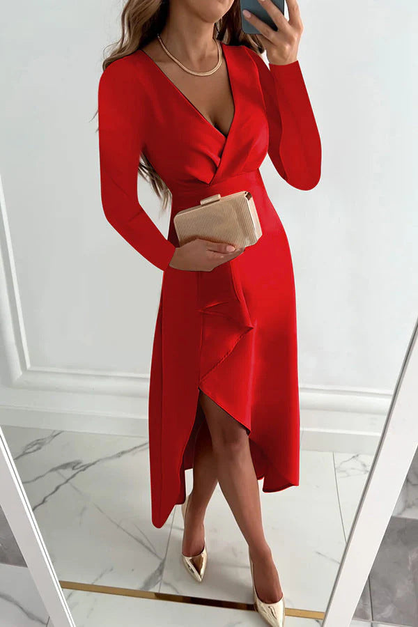 Damen Elegantes Wickelkleid Drune