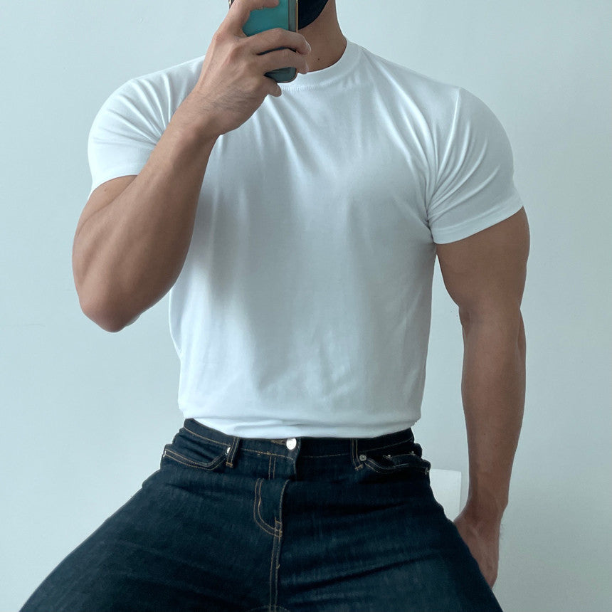 Herren körperbetontes T-Shirt aus reinem Baumwollmaterial Drune