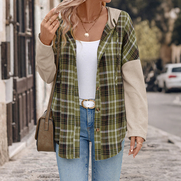 Damen Lässige Karierte Overshirt Drune