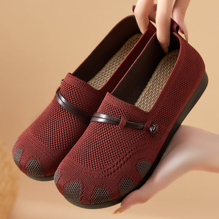 Damen nan gestrickter Komfort-Slipper mit Zehenoptik, elastischem Einstieg und stoßdämpfender EVA-Sohle Drune