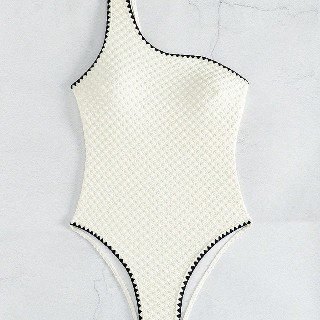 Damen Einseitiger Badeanzug mit strukturiertem Material Drune
