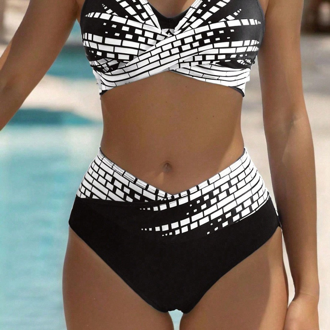 Damen Triangel-Bikini mit modischem Schnitt und graphischem Design Drune