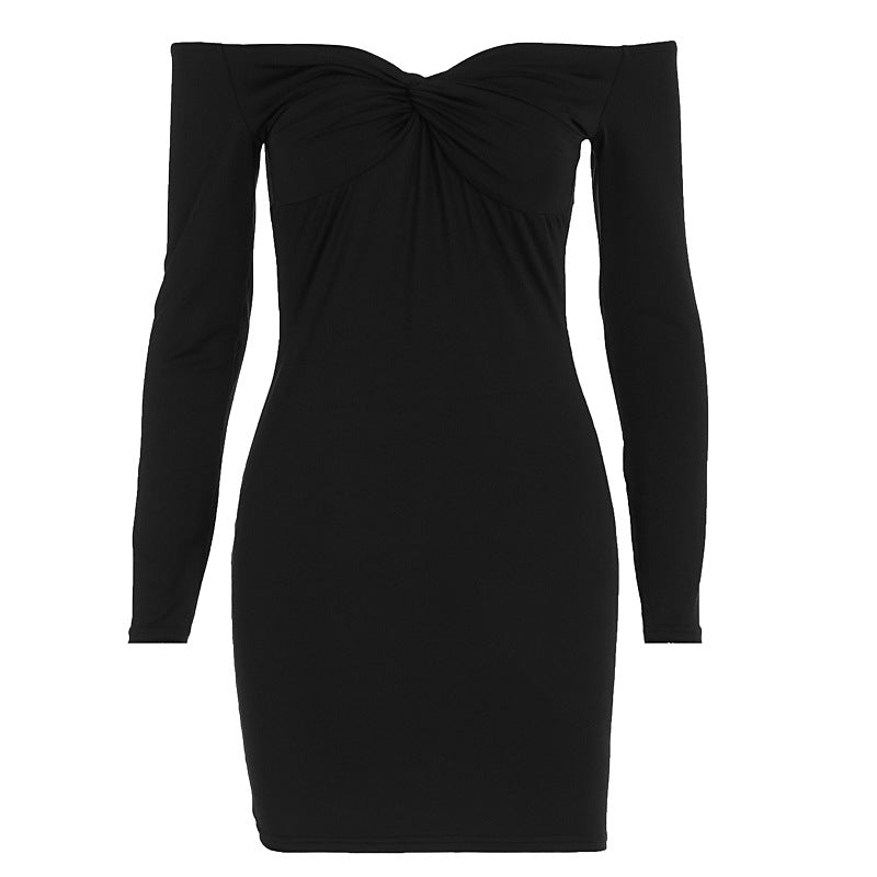 Damen Figurbetontes Kleid mit Off-Shoulder Design und Wickeloptik Drune