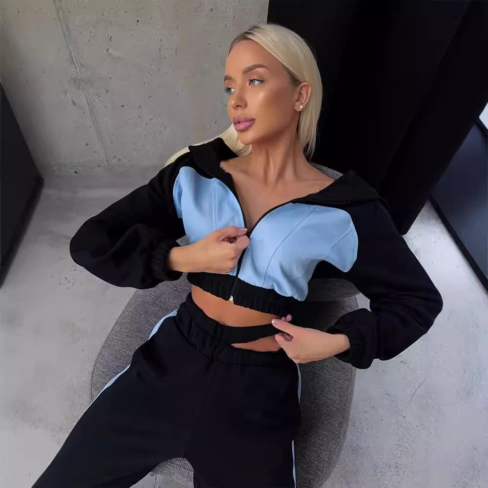 Damen Sportliches Zweiteiler-Set mit Crop-Top und weitem Schnitt Drune
