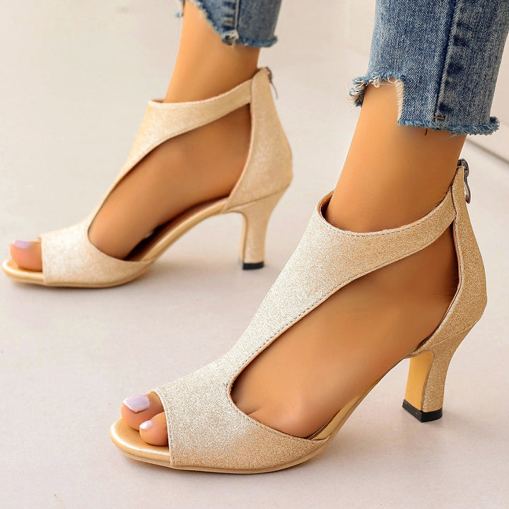 Damen Elegante High Heel Sandalen mit transparenten Einsätzen Drune