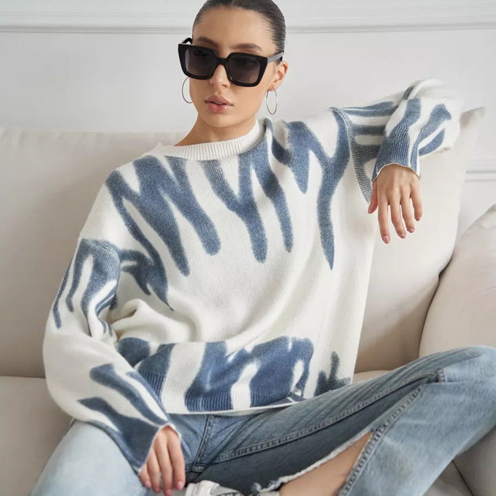 Damen Trendiger Strickpullover mit modischem Muster Drune
