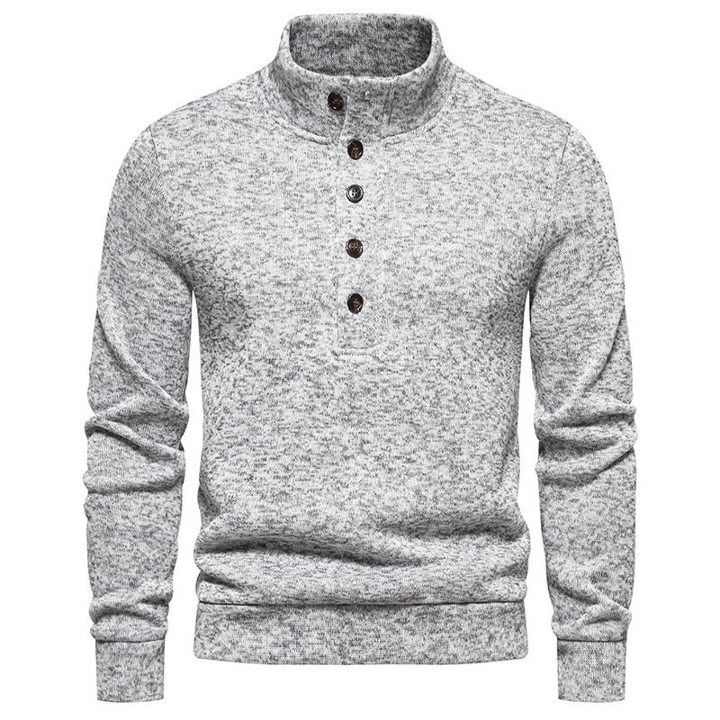 Herren Komfortabler Feinstrick-Pullover mit Knopfleiste und Stehkragen Drune