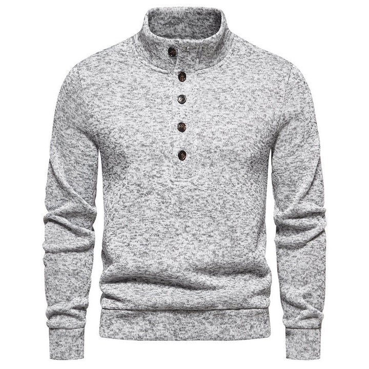 Herren Komfortabler Feinstrick-Pullover mit Knopfleiste und Stehkragen Drune