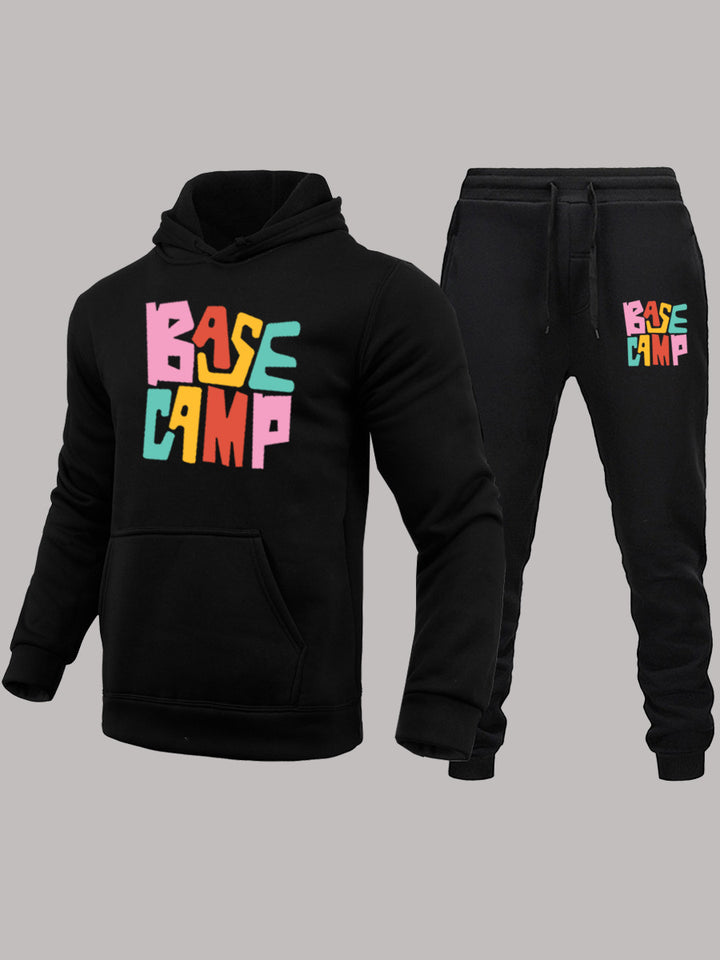 Damen lässiges Hoodie- und Jogginghosen-Set mit buntem Aufdruck Drune