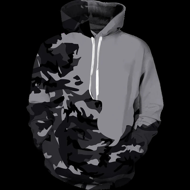Damen Lässiger Kapuzenpullover mit Camouflage-Design Drune