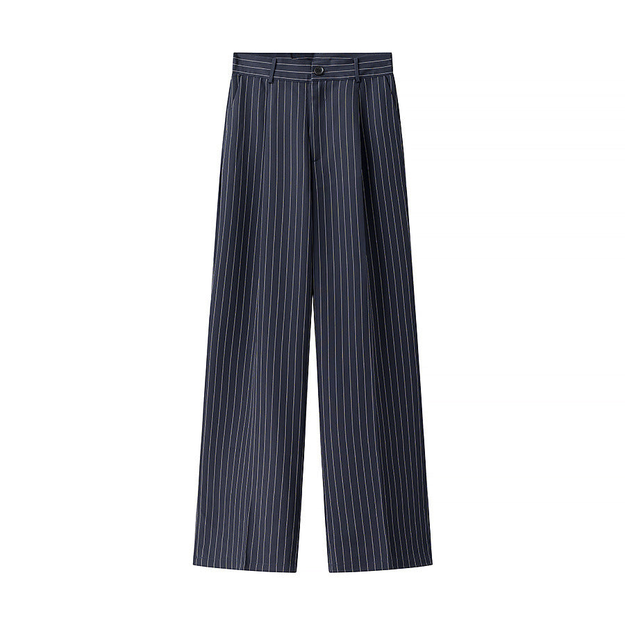 Damen Hochtaillierte Stoffhose mit elegantem Streifenmuster Drune