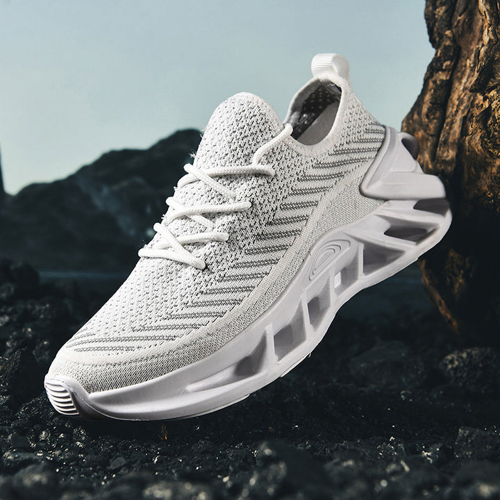 Unisex atmungsaktive Strick‑Runner mit skulpturierter Hohlkammer‑Plattform und flexibler Trail‑Laufsohle Drune
