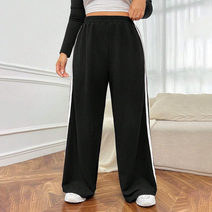 Damen sportliche weite Freizeithose mit seitlichen Kontraststreifen Drune