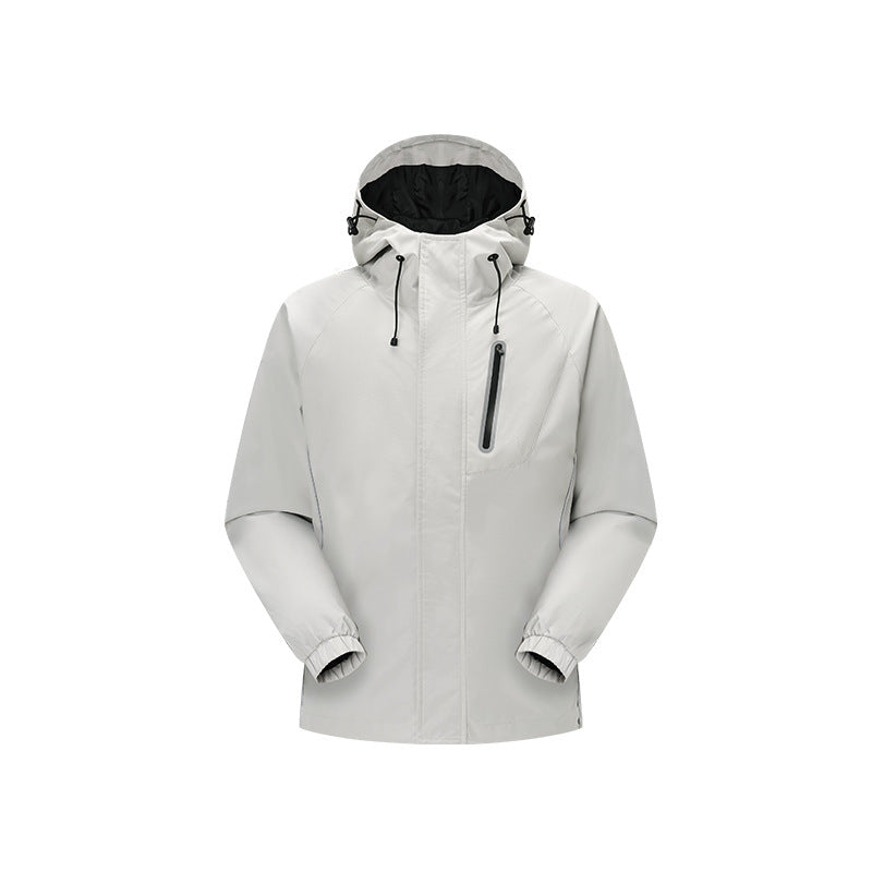 Herren Winddichte atmungsaktive Regen‑ und Softshelljacke mit verstellbarer Kapuze und reflektierenden Einsätzen Drune