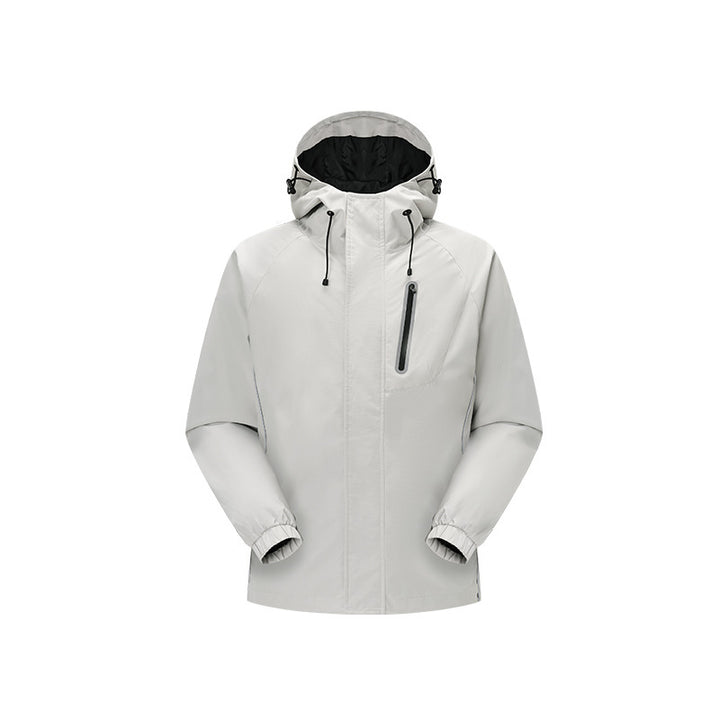 Herren Winddichte atmungsaktive Regen‑ und Softshelljacke mit verstellbarer Kapuze und reflektierenden Einsätzen Drune